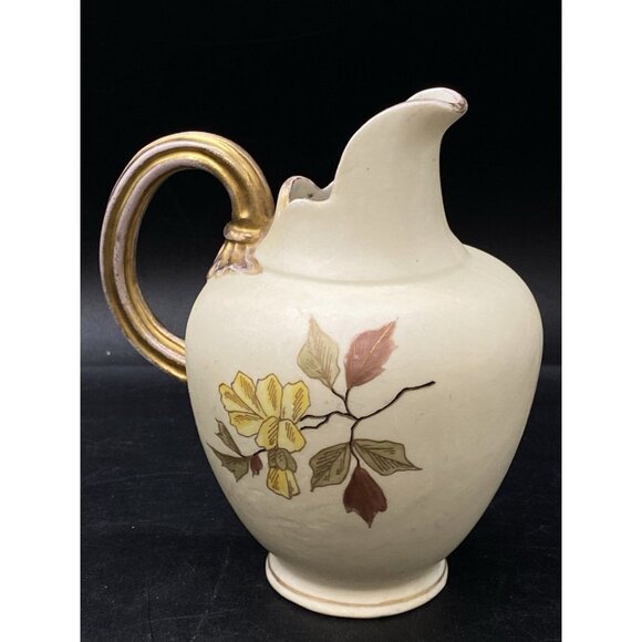 Royal Worcester 5 1/2" Flat Back Pitcher Purple Violet Flowers #1094 Antique - Picture 4 of 13